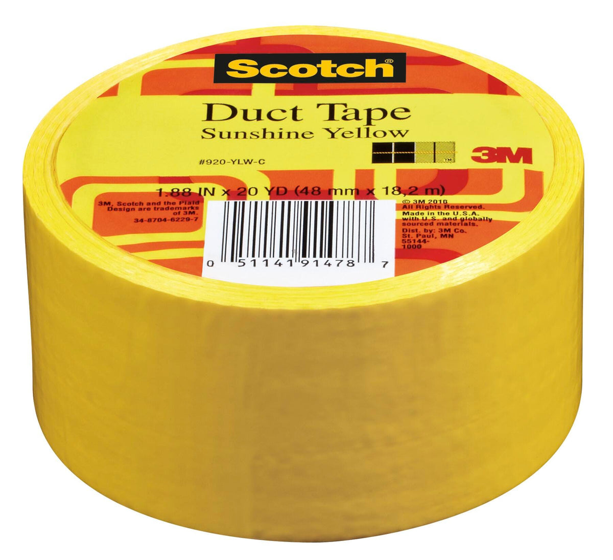 TAPE SCOTCH CLRD DUCT 1.88 IN X 20 YD SUNSHINE YELLOW