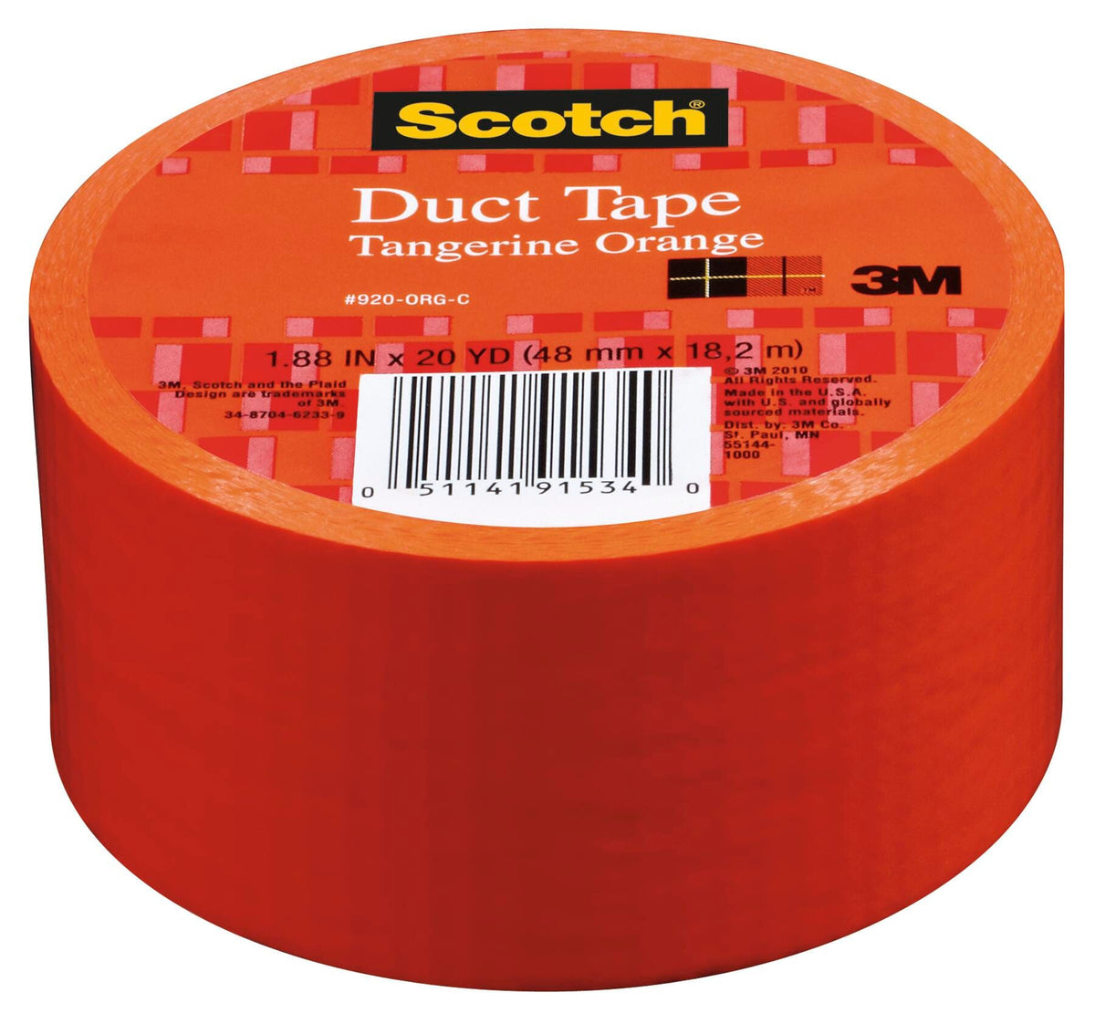 TAPE SCOTCH CLRD DUCT 1.88 IN X 20 YD TANGERINE ORANGE