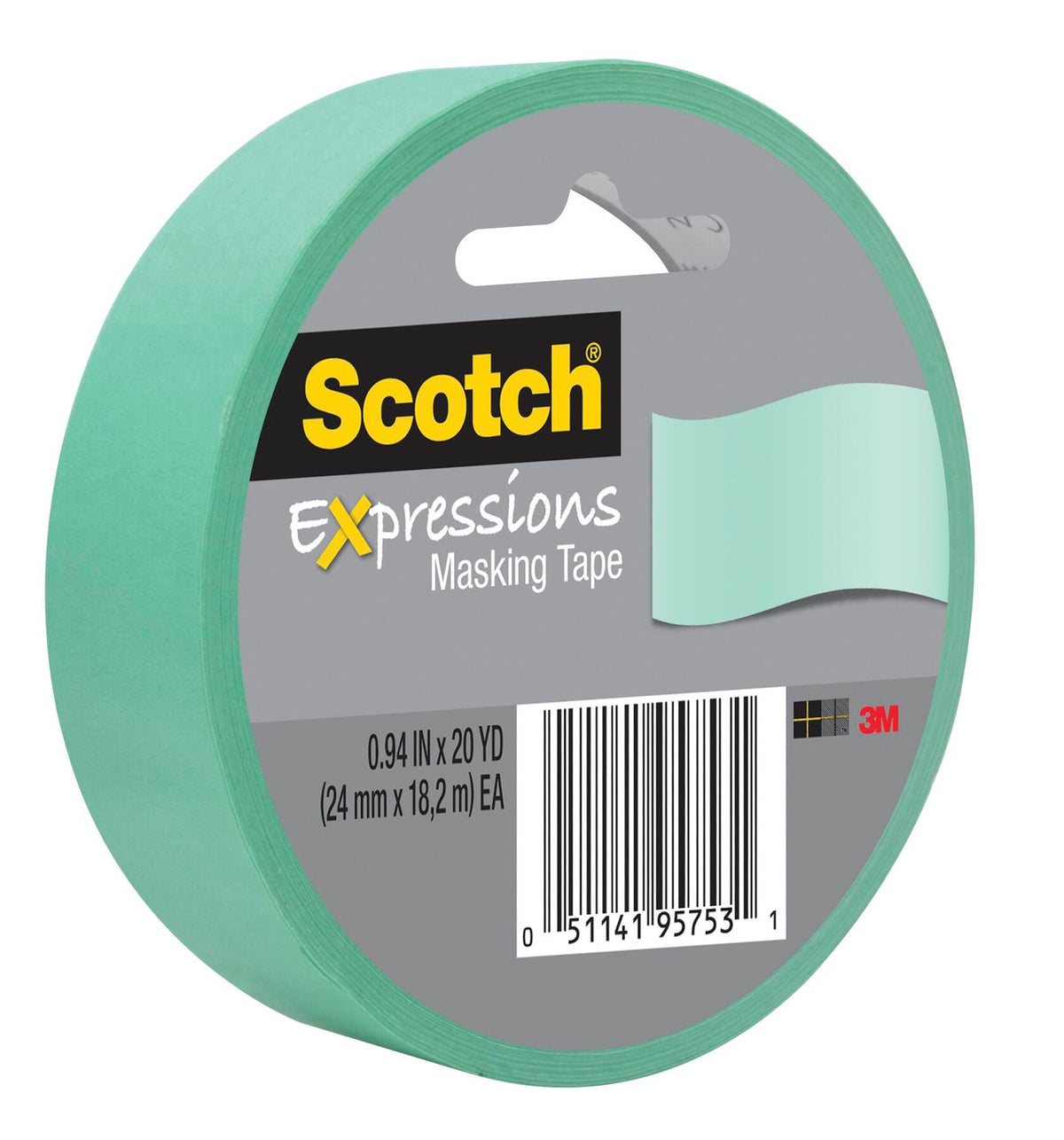 TAPE DECORATIVE MASKING 0.94 IN X 20 YD MINT GREEN