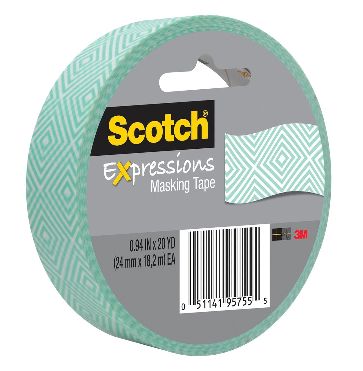 TAPE DECORATIVE MASKING 0.94 IN X 20 YD MINT MOSAIC