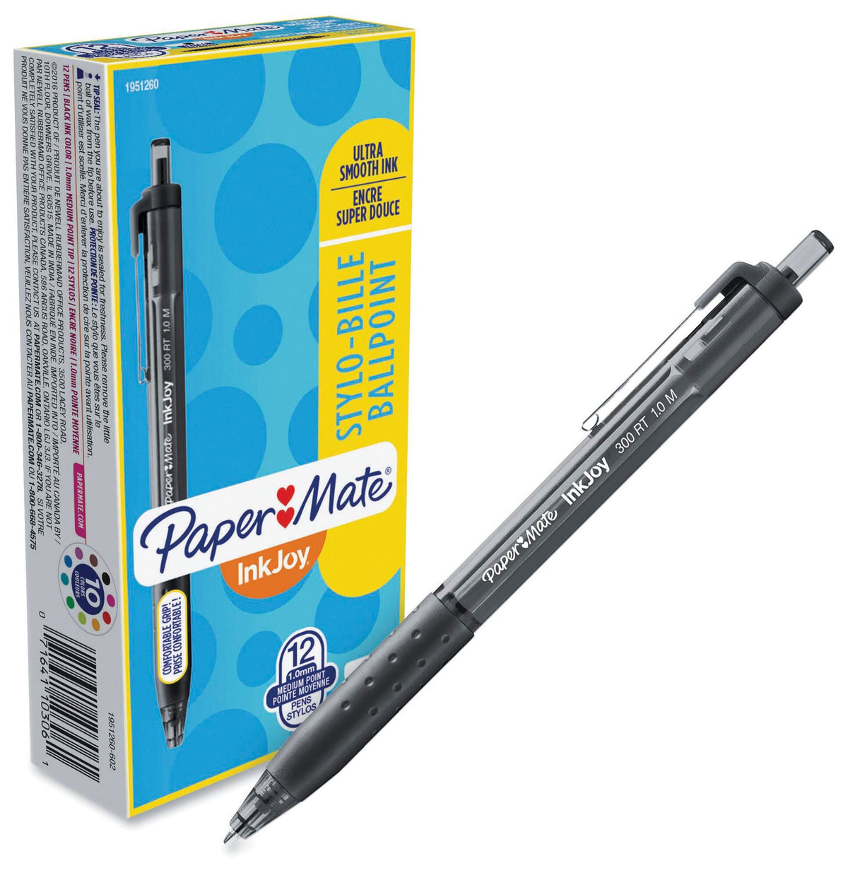 PEN PM INKJOY 300RT 1.0MM  BLACK PACK OF 12