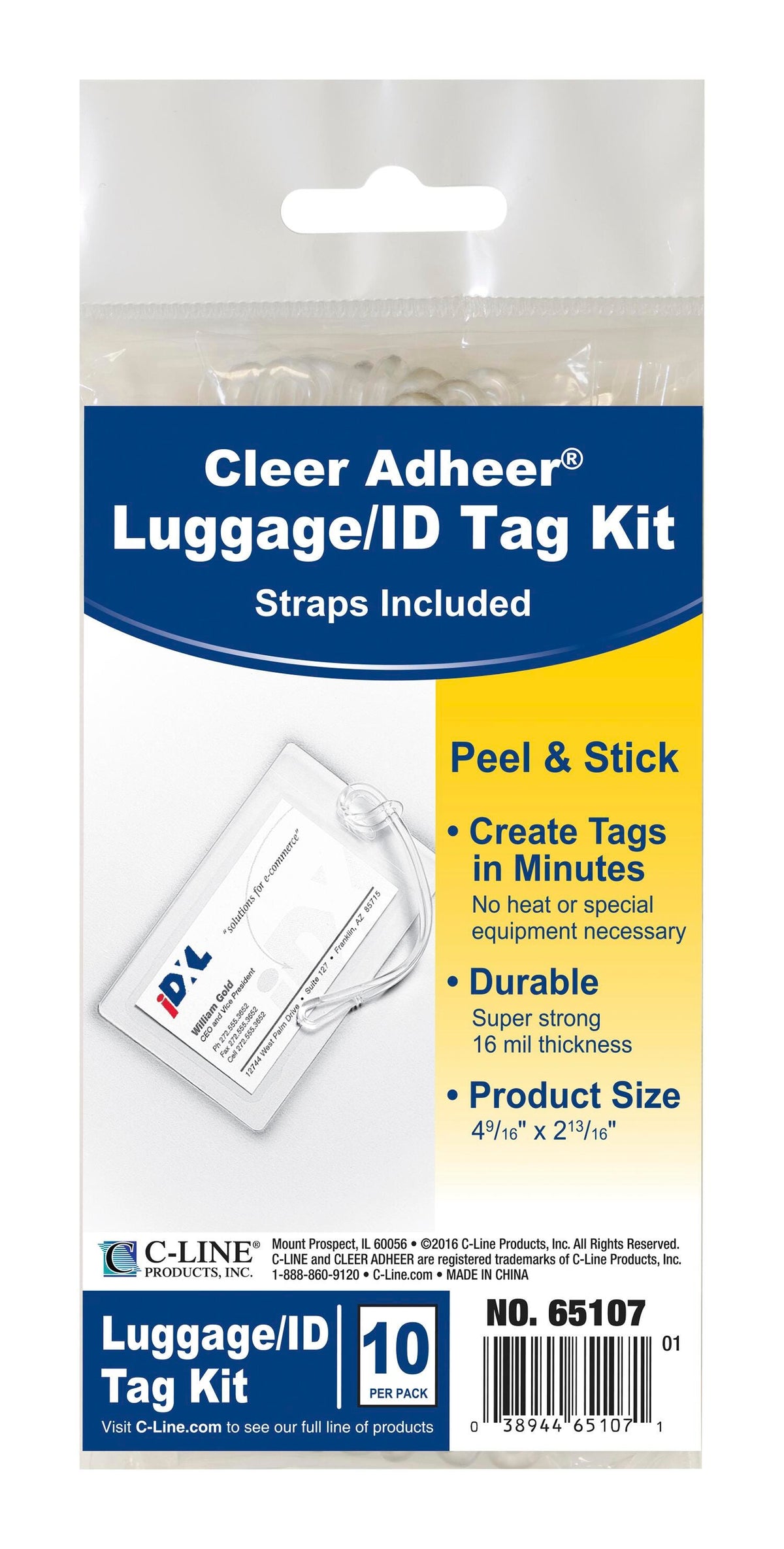 TAG LUGGAGE CLR ADH CLR 10/PK