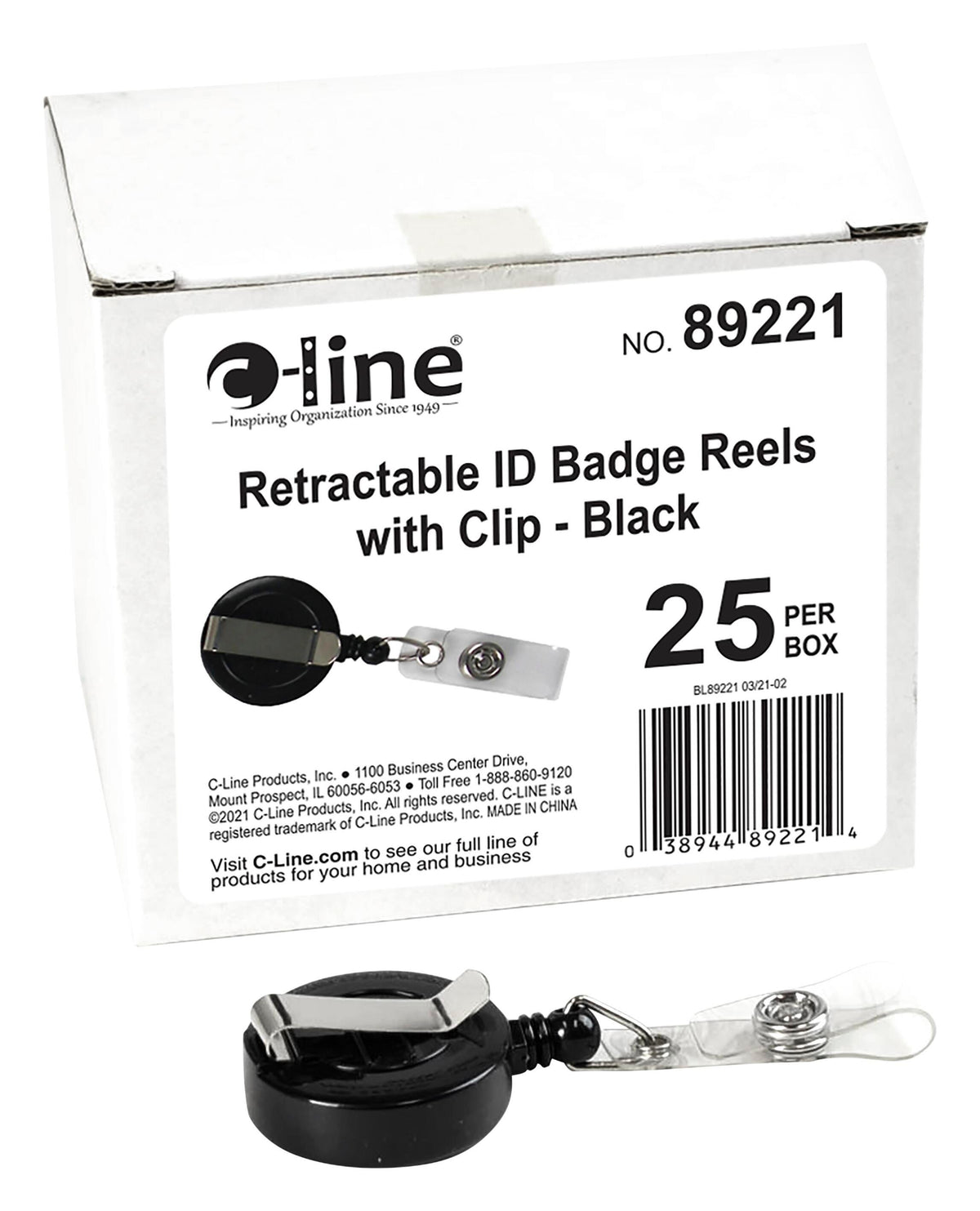 REEL ID CARD BELT CLIP BLK 25/PK