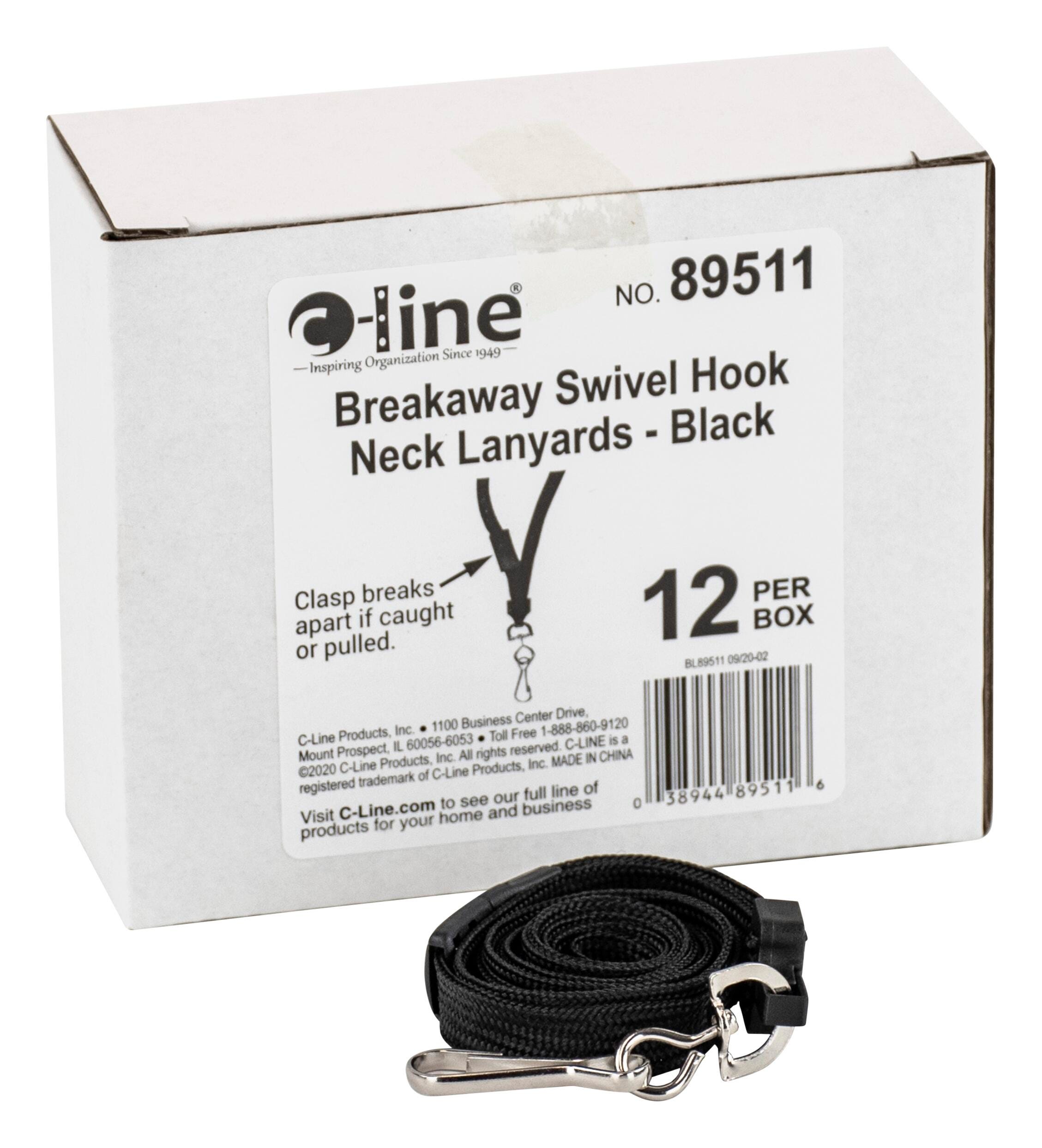 LANYARD BRKWY SWIVEL HK BLACK 12/PK