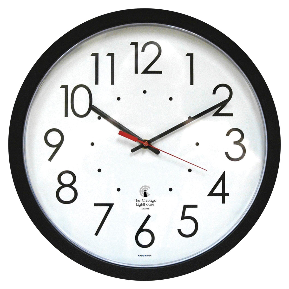 CLOCK 14.5 IN BLACK CONTEMPORARY SELFSET