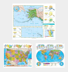 MAP NYSTROM ALASKA/HAWAII/ US/WORLD COMBO