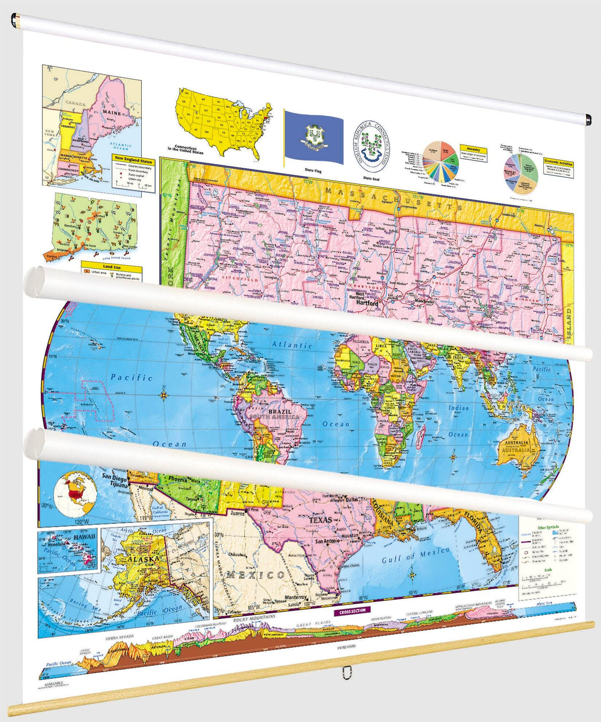 MAP NYSTROM CONNECTICUT/ US/WORLD COMBO