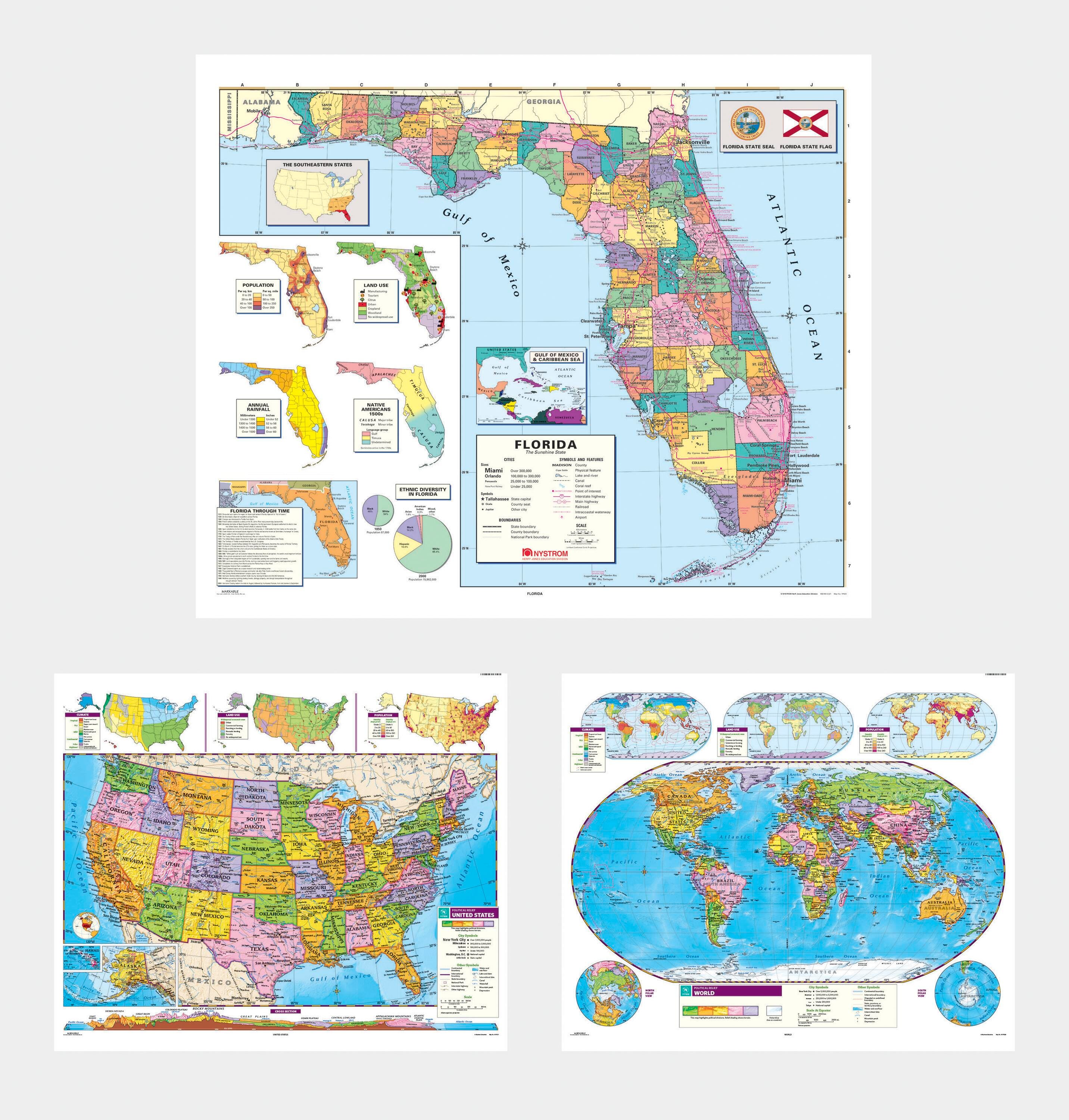 MAP NYSTROM FLORIDA/ US/WORLD COMBO