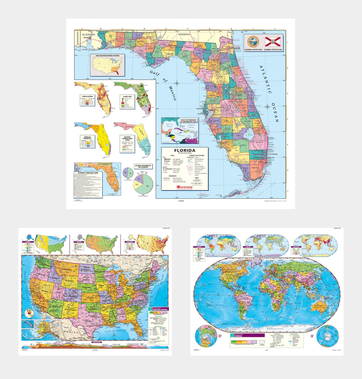 MAP NYSTROM FLORIDA/ US/WORLD COMBO