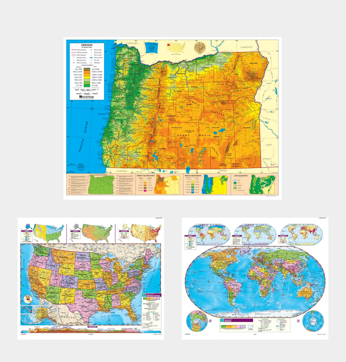 MAP NYSTROM OREGON/ US/WORLD COMBO