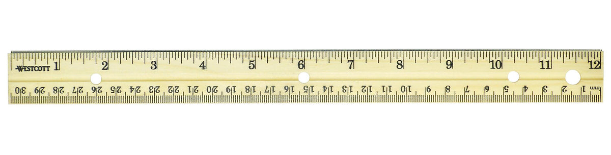 RULER WOOD 12 IN METAL EDGE PK OF 36