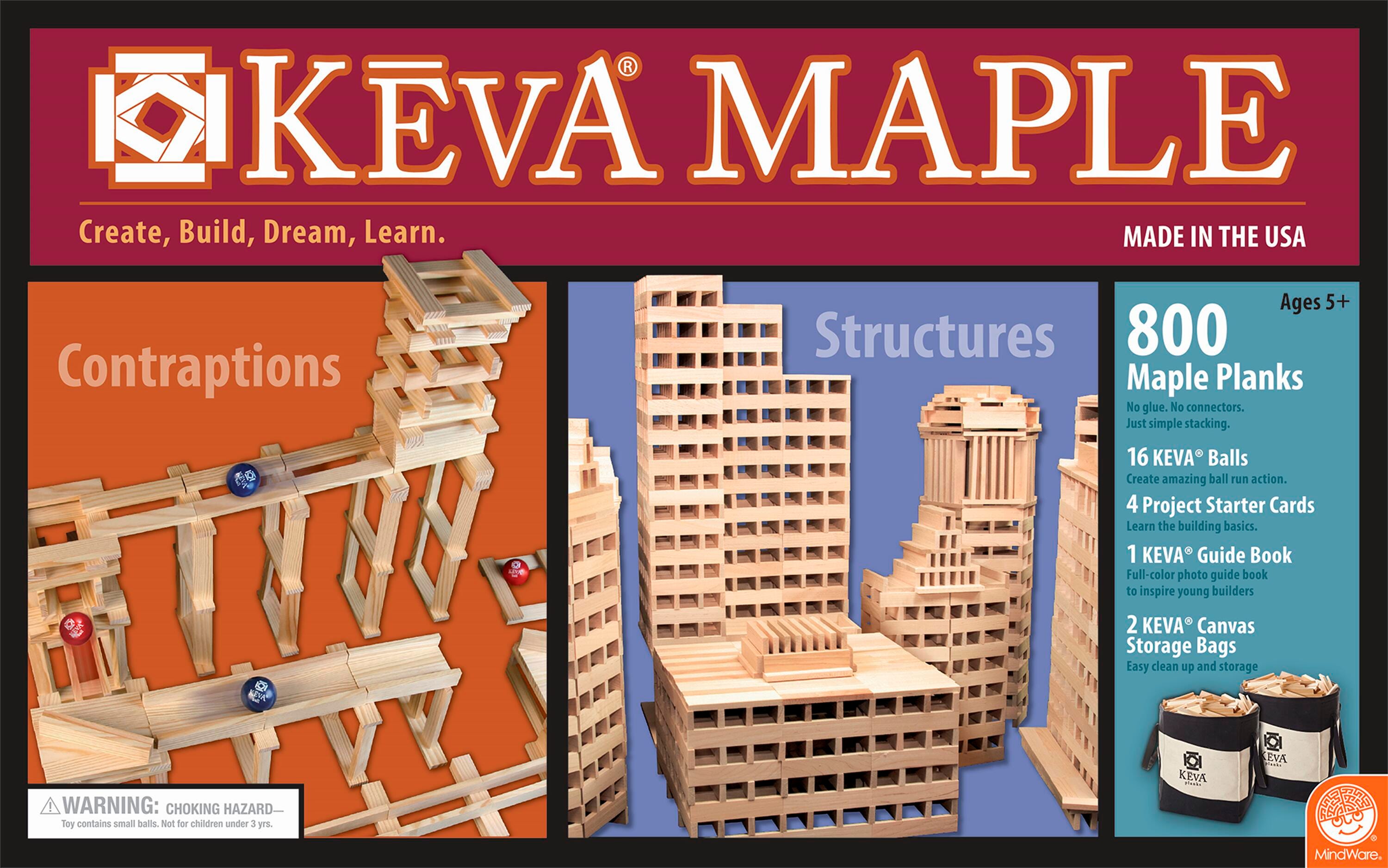 SET KEVA MAPLE PLANKS WITH CANVAS STORAGE BAGS 800 PCS