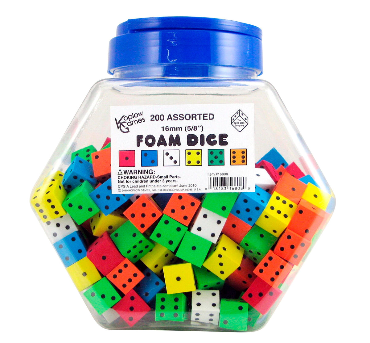DICE 16 MM. FOAM ASSORTED COLORS SET OF 200