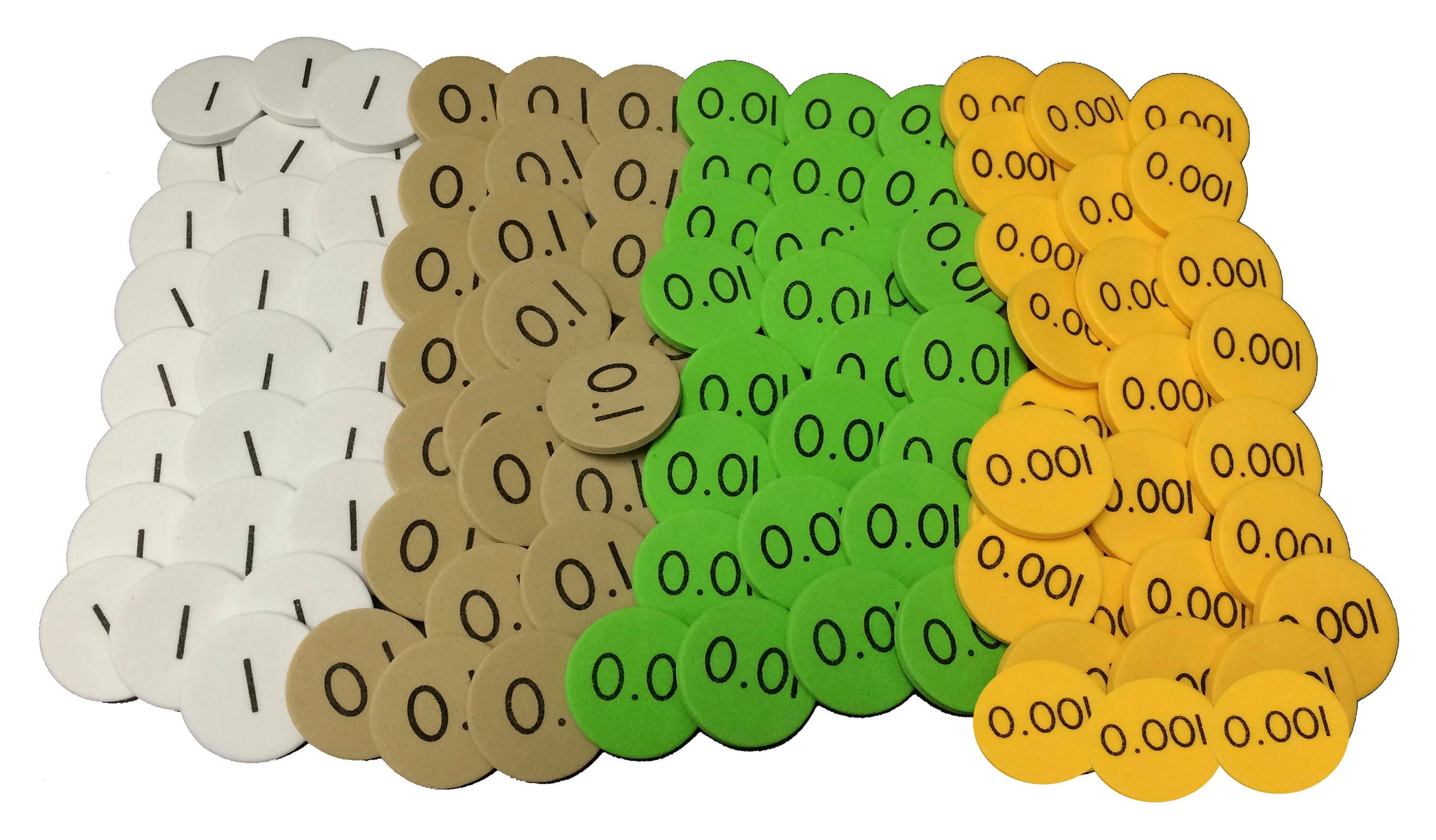 SENSATIONAL MATH PLACE VALUE DISCS 4-VALUE DECIMAL TO WHOLE NUMBER PACK OF 100