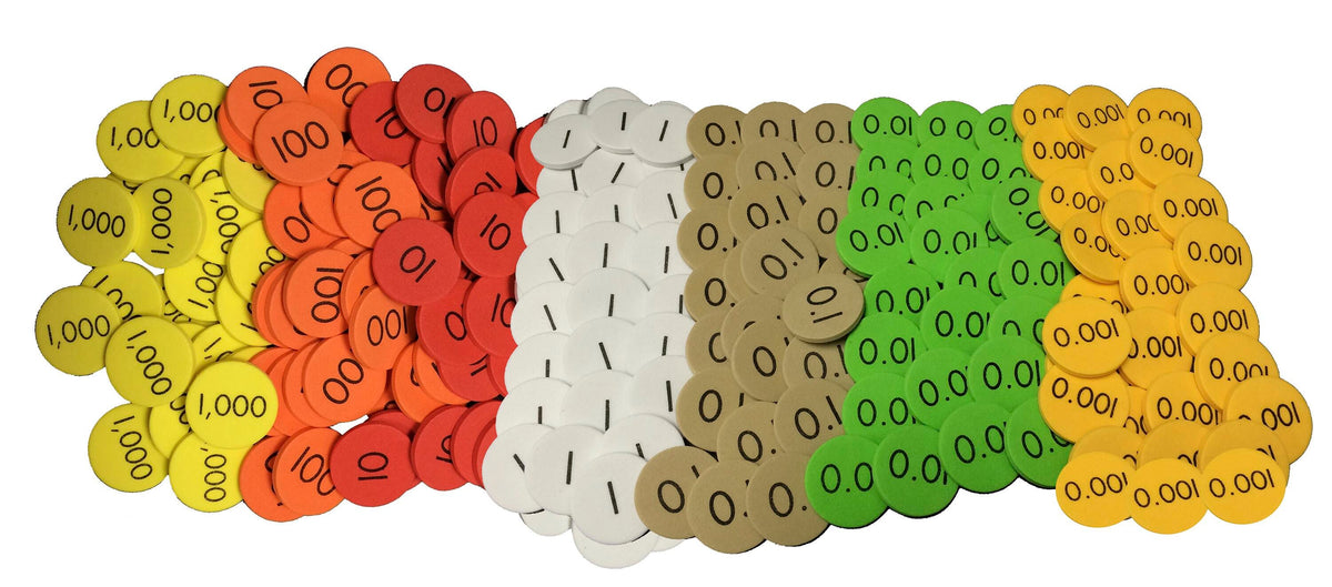 SENSATIONAL MATH PLACE VALUE DISCS 7-VALUE DECIMALS TO WHOLE NUMBERS PACK OF 175