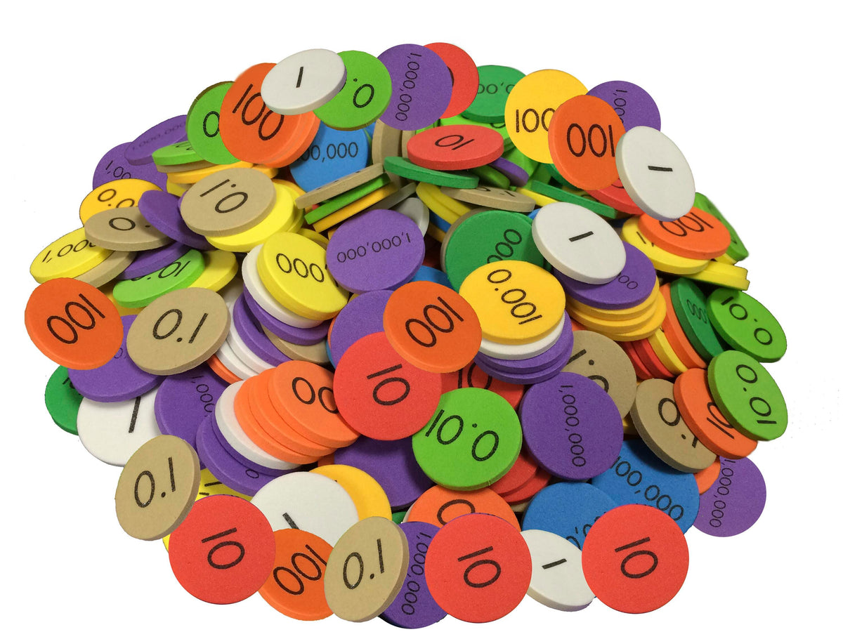 SENSATIONAL MATH PLACE VALUE DISCS 10-VALUE DECIMALS TO WHOLE NUMBERS PACK OF 250