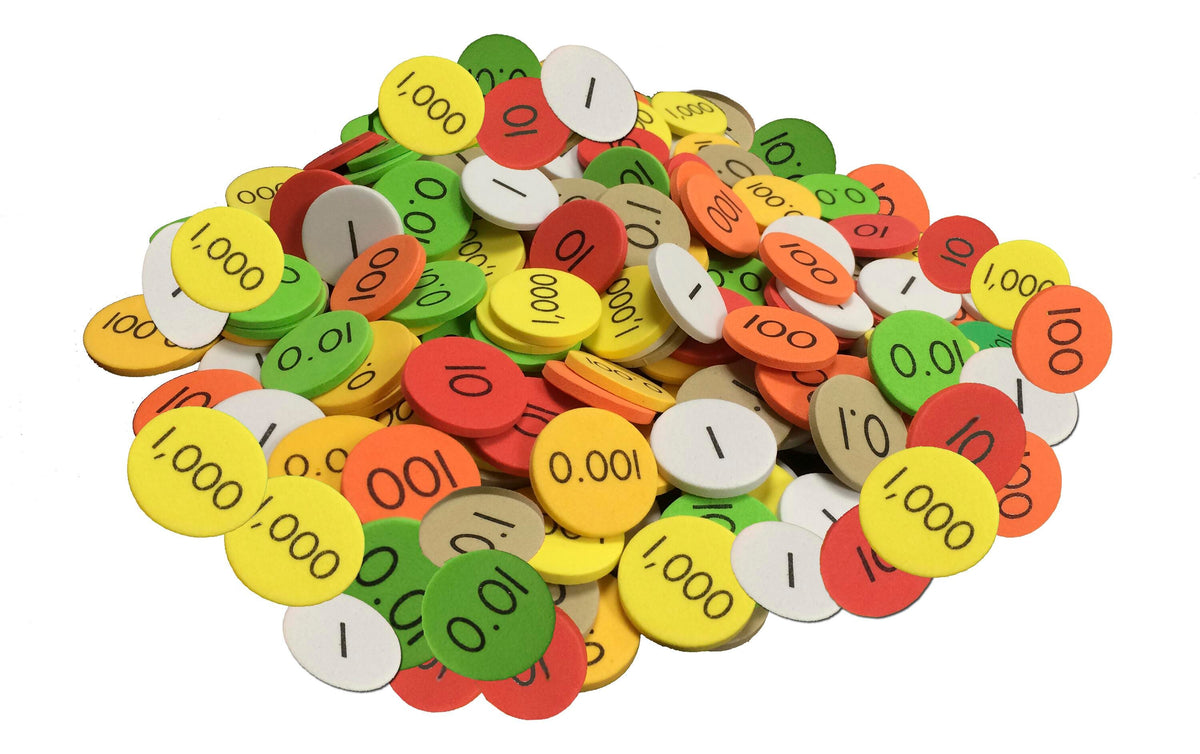 SENSATIONAL MATH PLACE VALUE DISCS 7-VALUE DECIMALS TO WHOLE NUMBERS PACK OF 2100