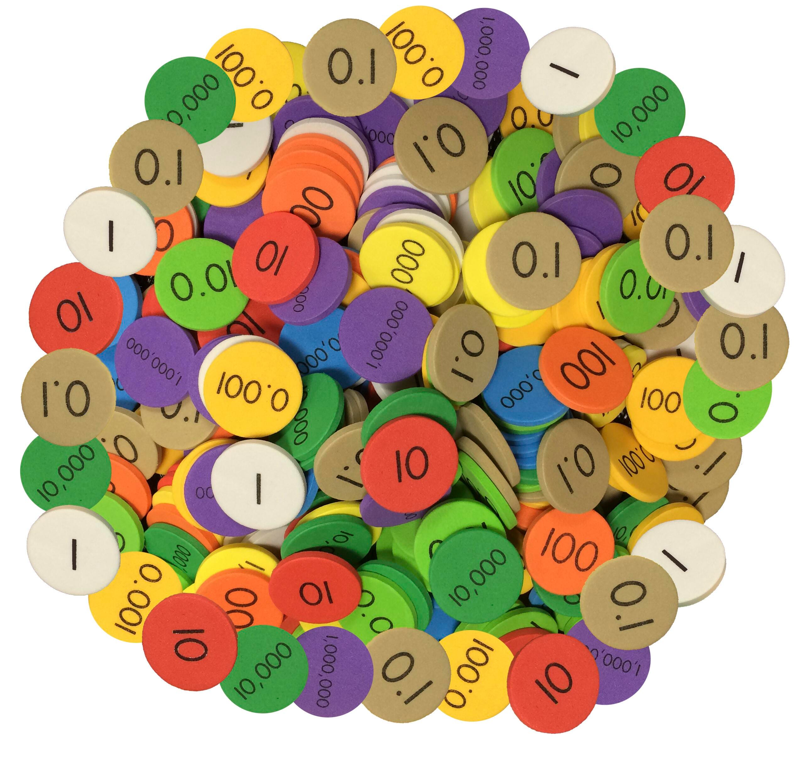 SENSATIONAL MATH PLACE VALUE DISCS 10-VALUE DECIMALS TO WHOLE NUMBERS PACK OF 3000