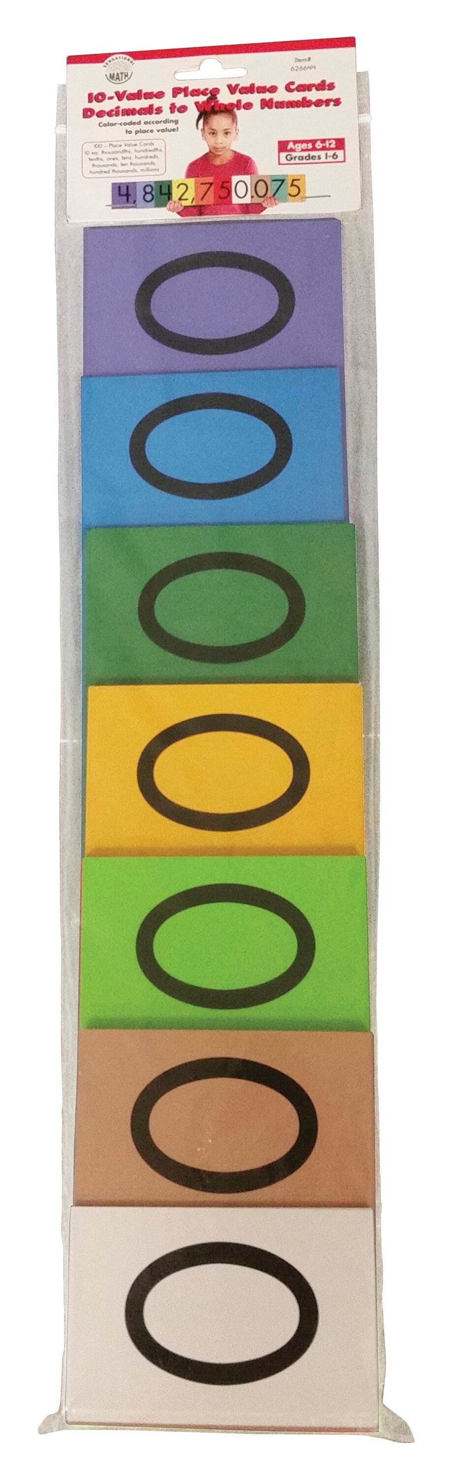 SENSATIONAL MATH PLACE VALUE CARDS 10-VALUE DECIMALS TO WHOLE NUMBERS PACK OF 100