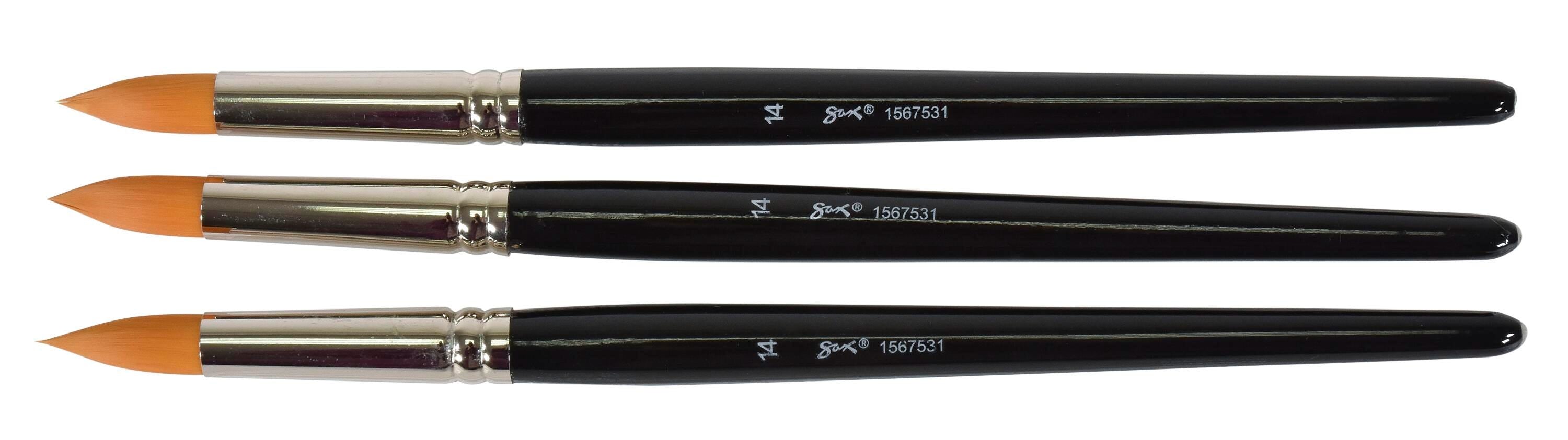 BRUSH GOLDEN TAKLON WATERCOLOR SH RND SZ 14 - SAX PACK OF 3