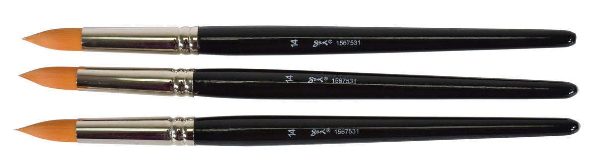 BRUSH GOLDEN TAKLON WATERCOLOR SH RND SZ 14 - SAX PACK OF 3