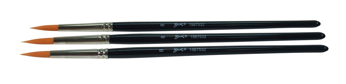 BRUSH GOLDEN TAKLON WATERCOLOR SH RND SZ 8 - SAX PACK OF 3