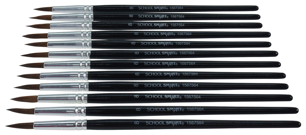 BRUSH CAMEL WC SH RND SZ 8 - SCHOOL SMART PACK OF 12