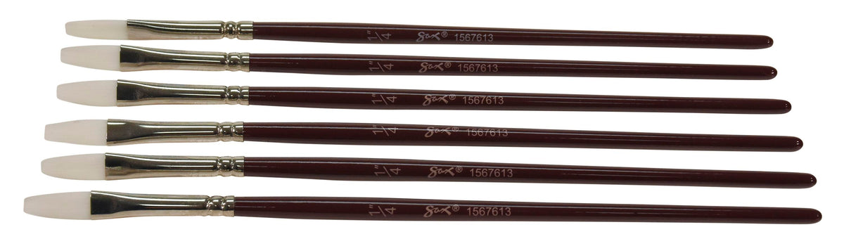 BRUSH OPTIMUM WHT TKLN SH FLT 1/4 IN - SAX PACK OF 6