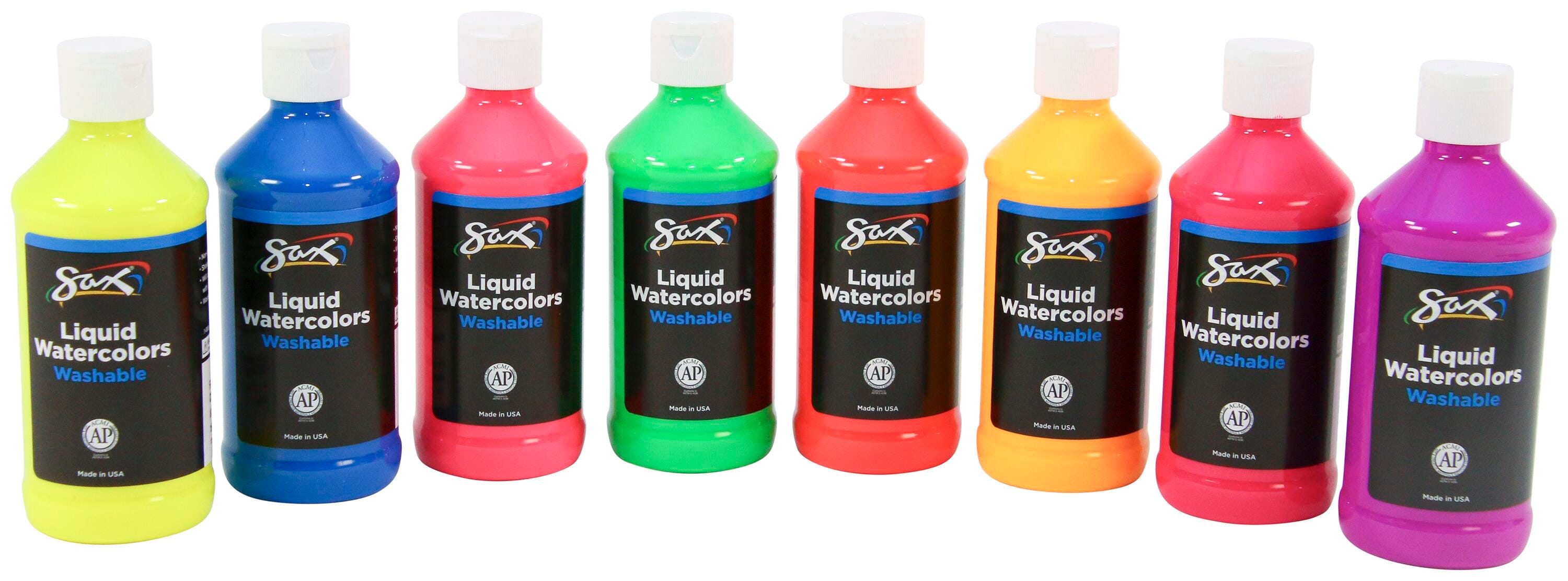 PAINT WATERCOLOR LIQUID SAX 8OZ ASST FLUORESCENT SET OF 8