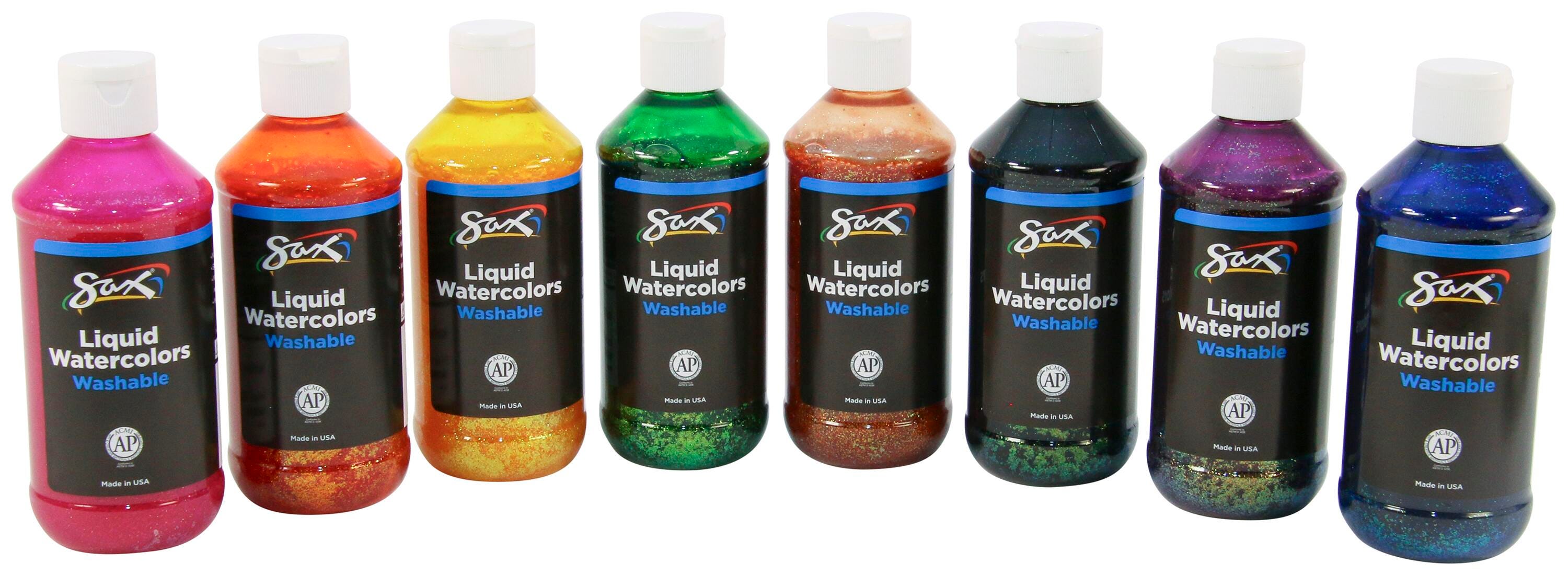 PAINT WATERCOLOR LIQUID SAX 8OZ ASST GLITTER SET OF 8