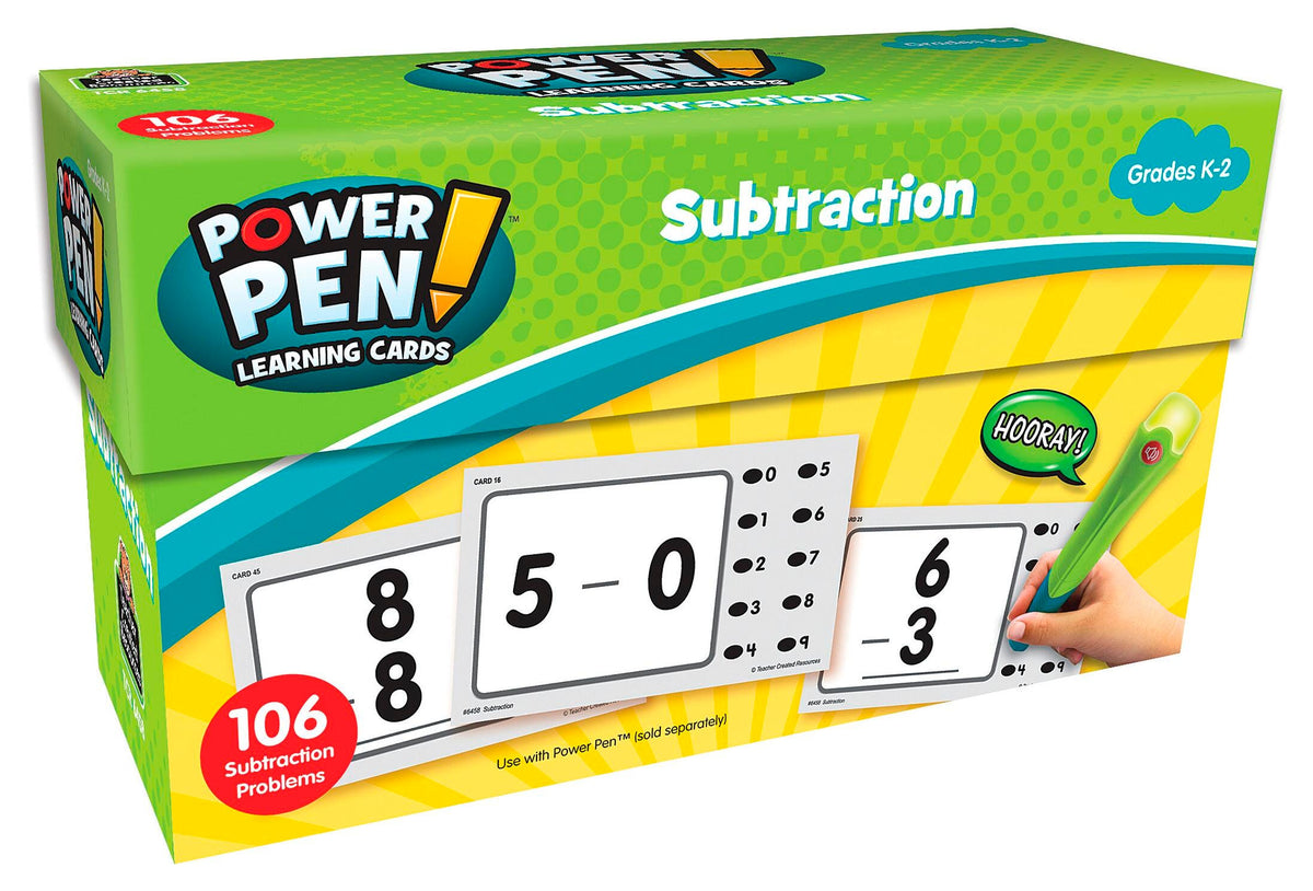 POWER PEN - MATH LEARNING CARDS - SUBTRACTION GR. K-2