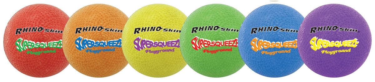 BALL - PLAYGROUND - RHINO SKIN SUPER SQUEEZE - 7.5 INCH DIA - 6 COLOR SET