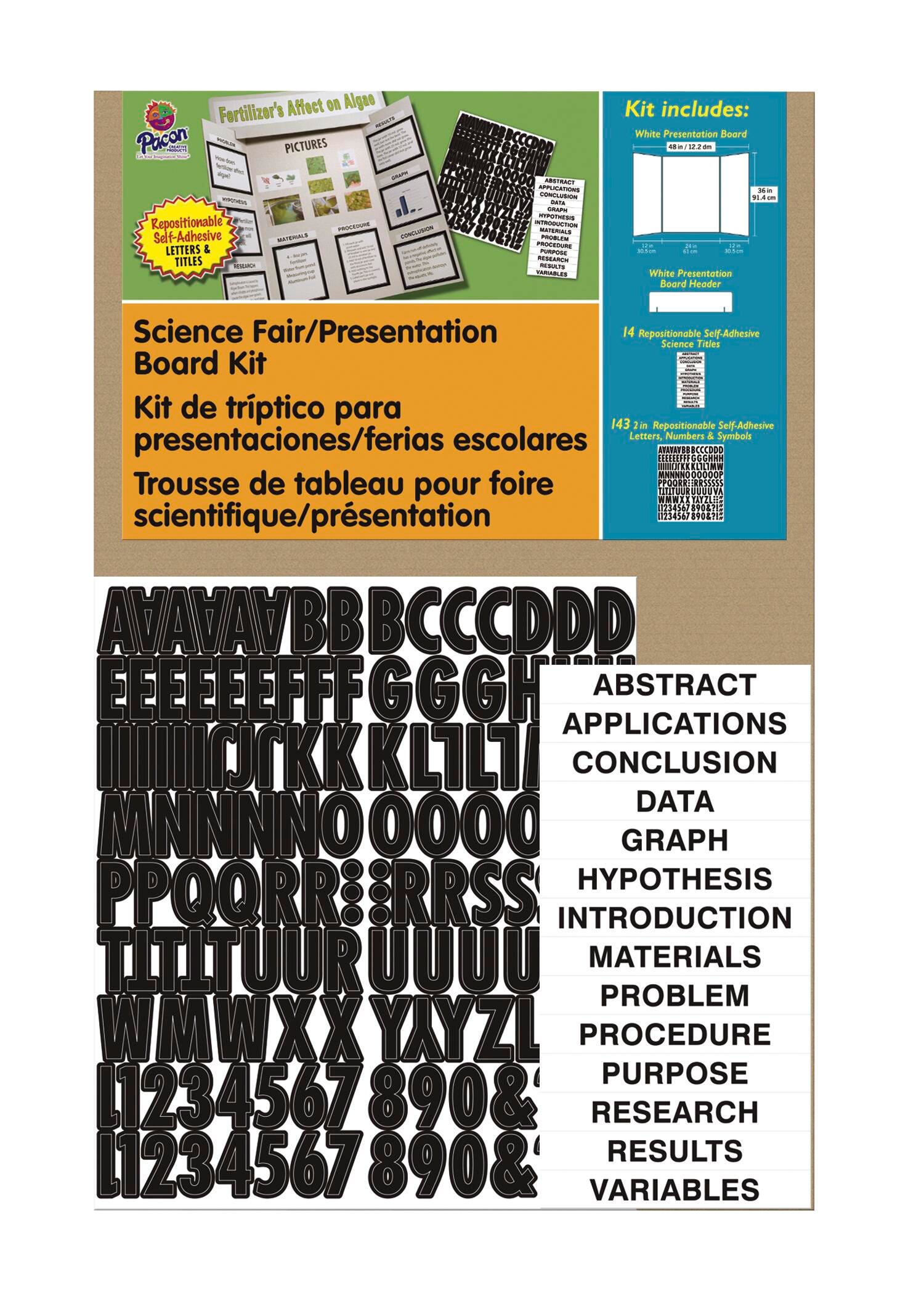 PRESENTATION BOARD KIT PACON 48X36 IN WITH LETTERS