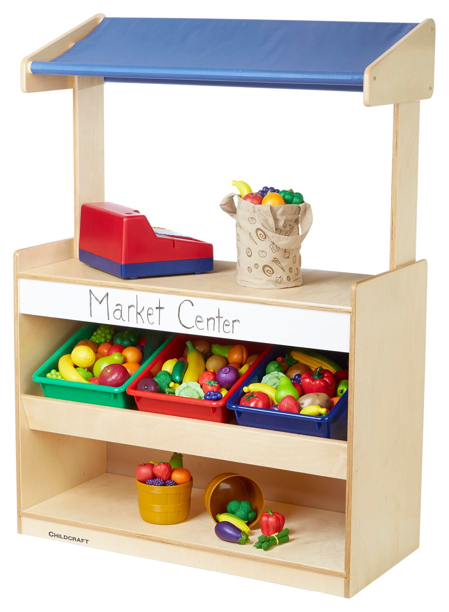 KIT MARKET STAND WITH CANOPY WITH 3 ASSORTED COLOR TRAYS
