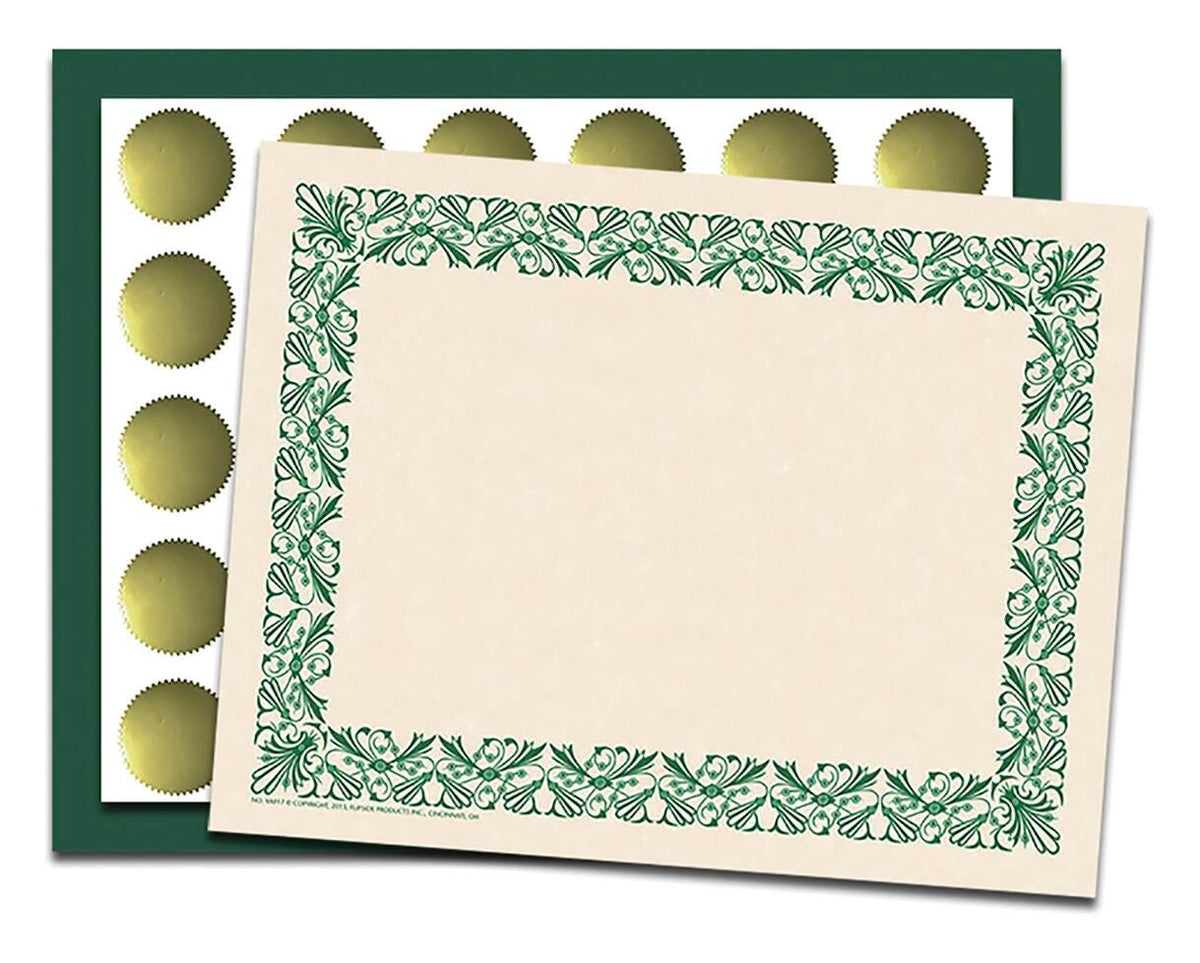 ART DECO PAPER, FOLDERS AND SEALS SET, GREEN