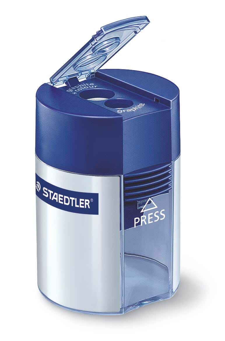SHARPENER PENCIL STAEDTLER DUAL HOLE SILVER/BLUE