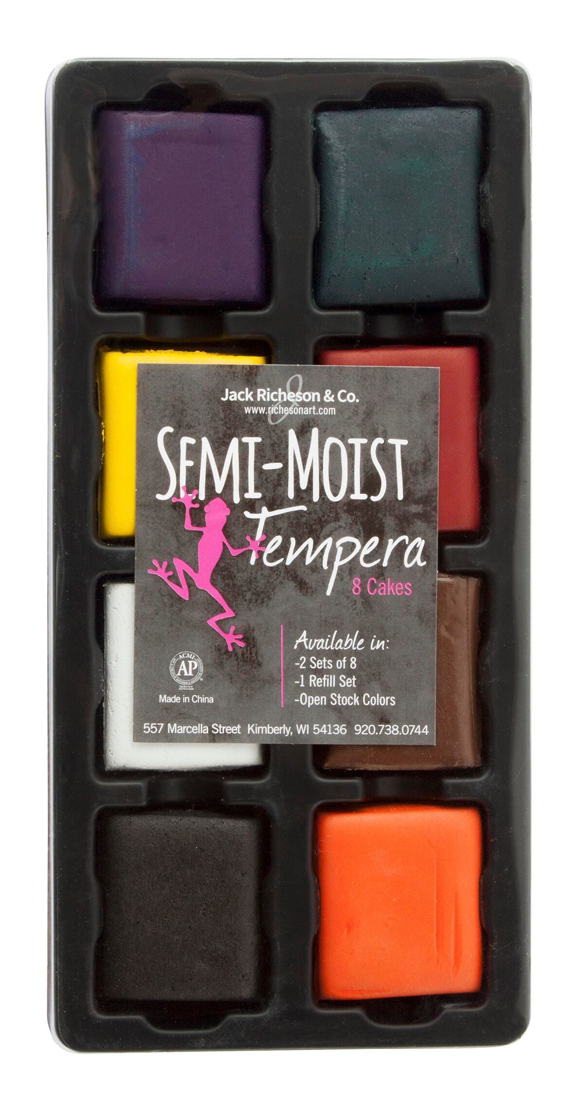 PAINT TEMPERA CAKES SEMI-MOIST JR ASST COLORS TRAY SET OF 8