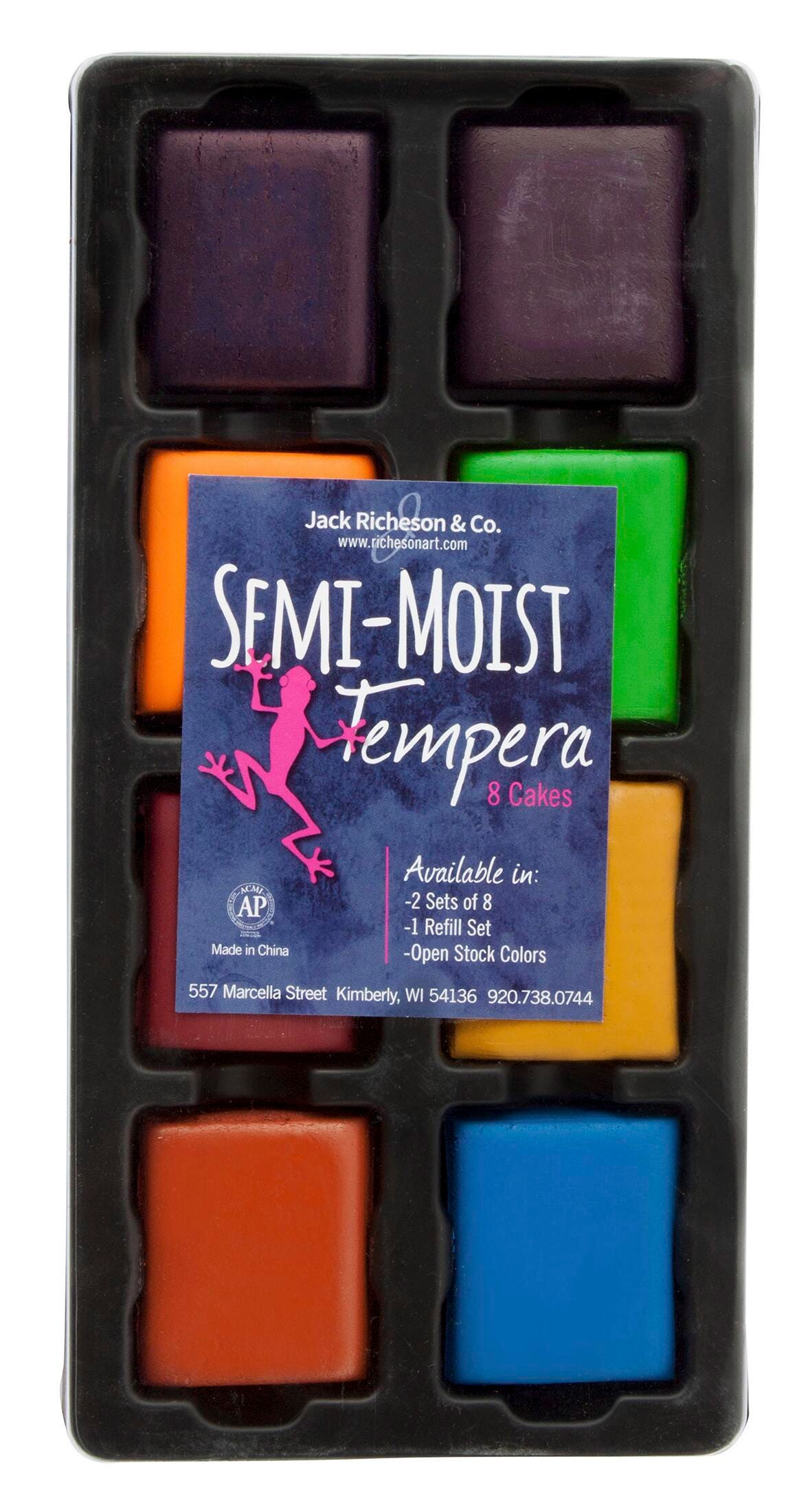 PAINT TEMPERA CAKES SEMI-MOIST RICHESON ASST COLORS TRAY SET OF 8