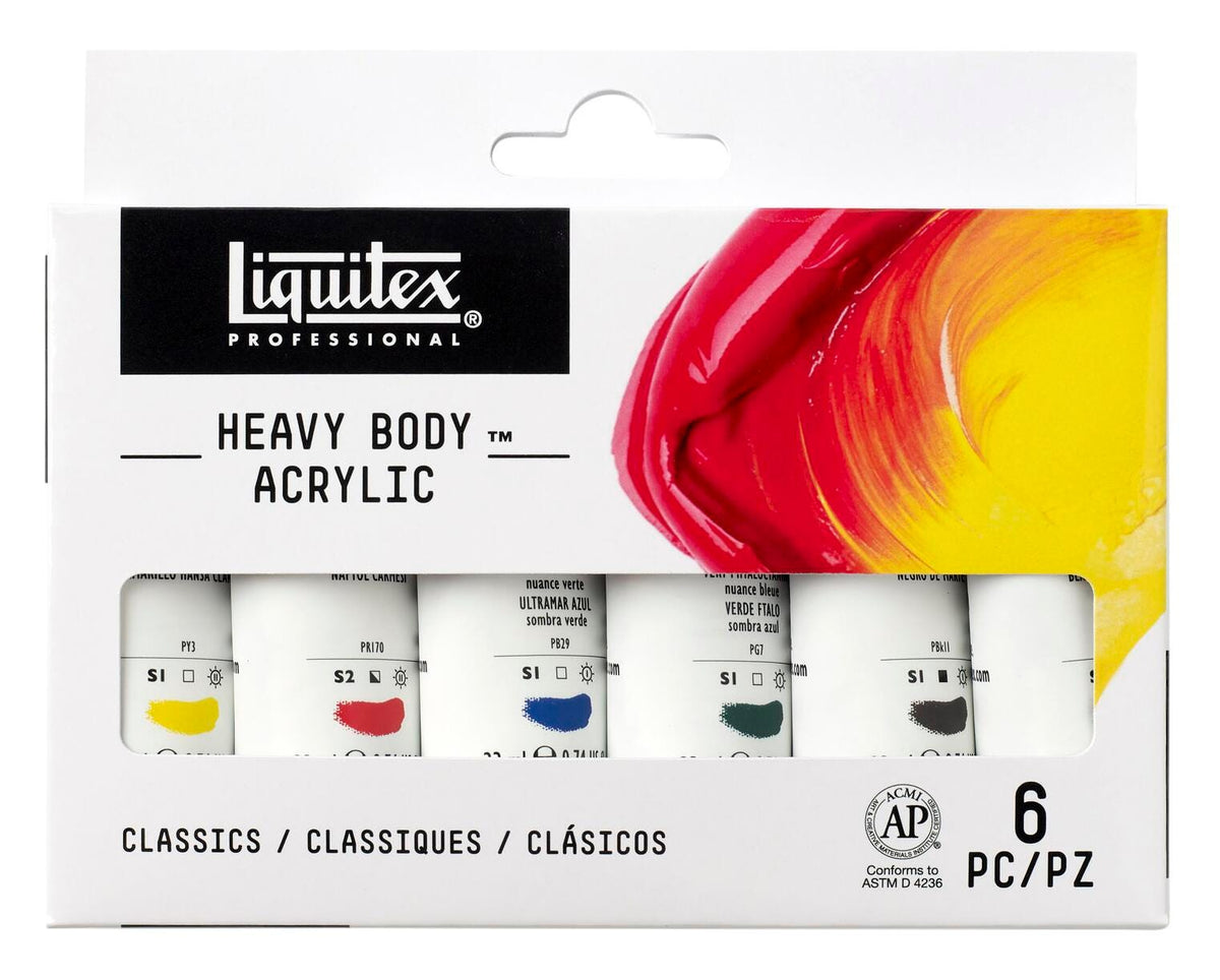 PAINT ACRYLIC HB LIQUITEX ASST COLORS 0.74 OZ PRIMARY SET OF 6