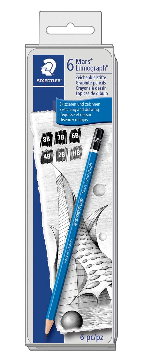 PENCILS DRAWING MARS LUMOGRAPH SKETCHING ASST HARDNESS SET OF 6