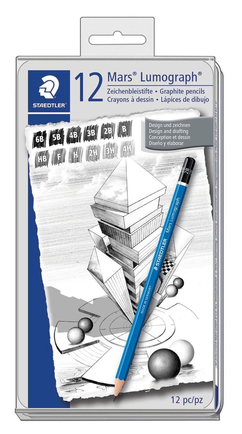 PENCILS DRAWING MARS LUMOGRAPH SKETCHING ASST HARDNESS SET OF 12