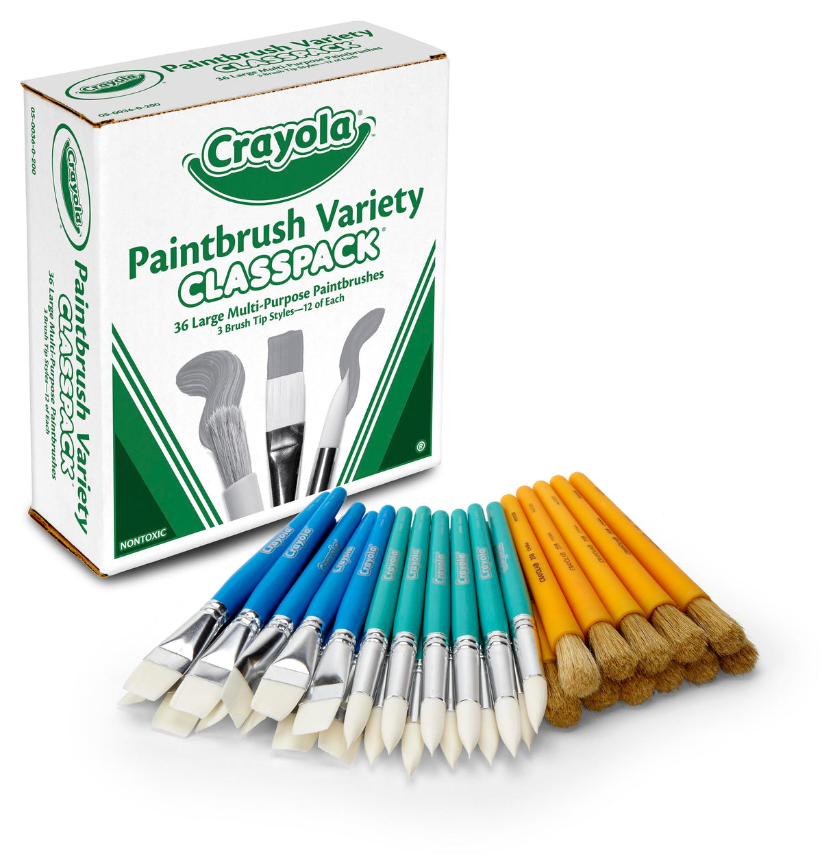 BRUSH CRAYOLA 36 CT LARGE PAINTBRUSH VARIETY CLASSPACK SET OF 36