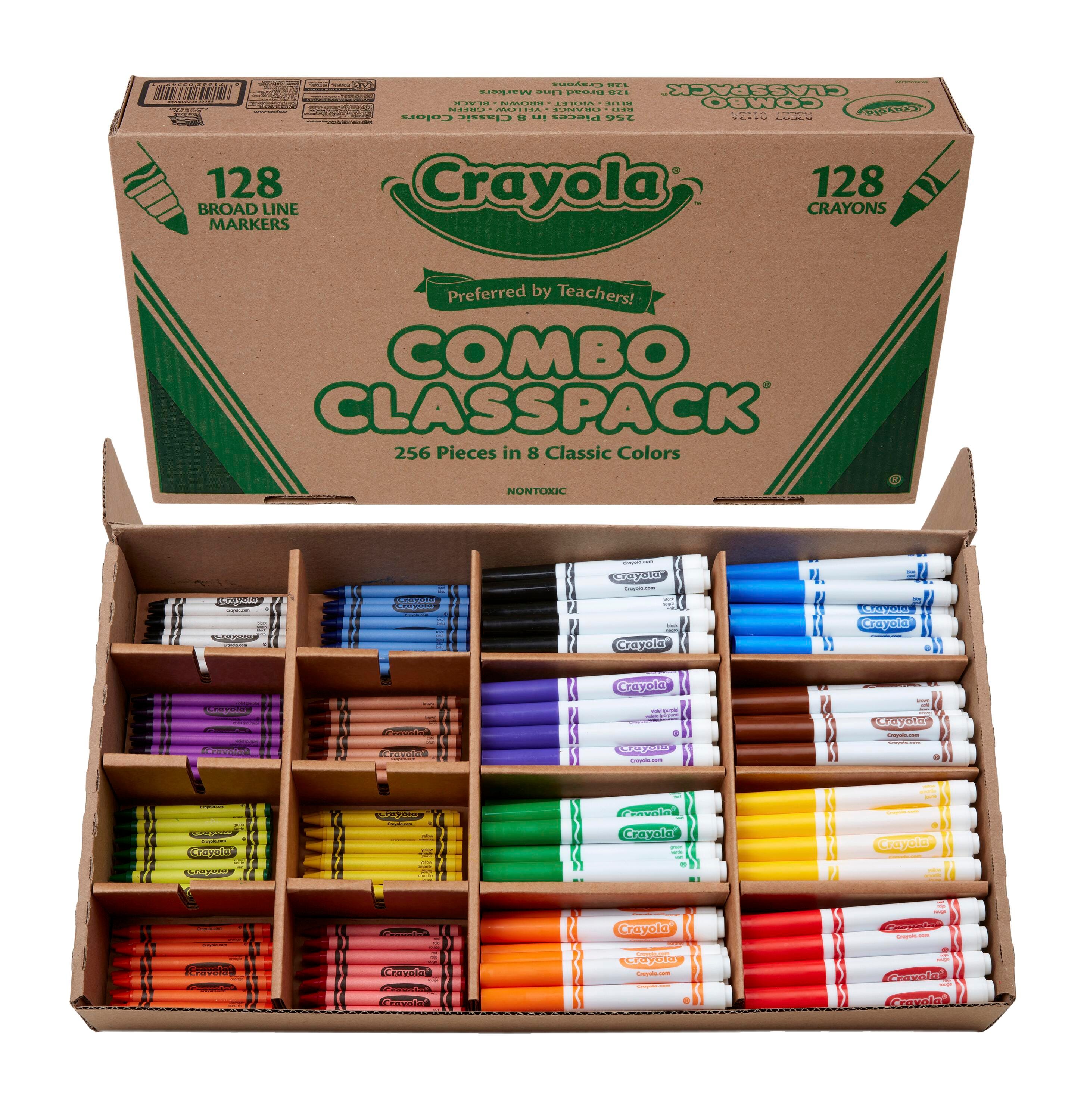 COMBO CRAYOLA CLASSPACK STANDARD CRAYON AND CLASSIC MARKER 8-COLOR SET OF 256