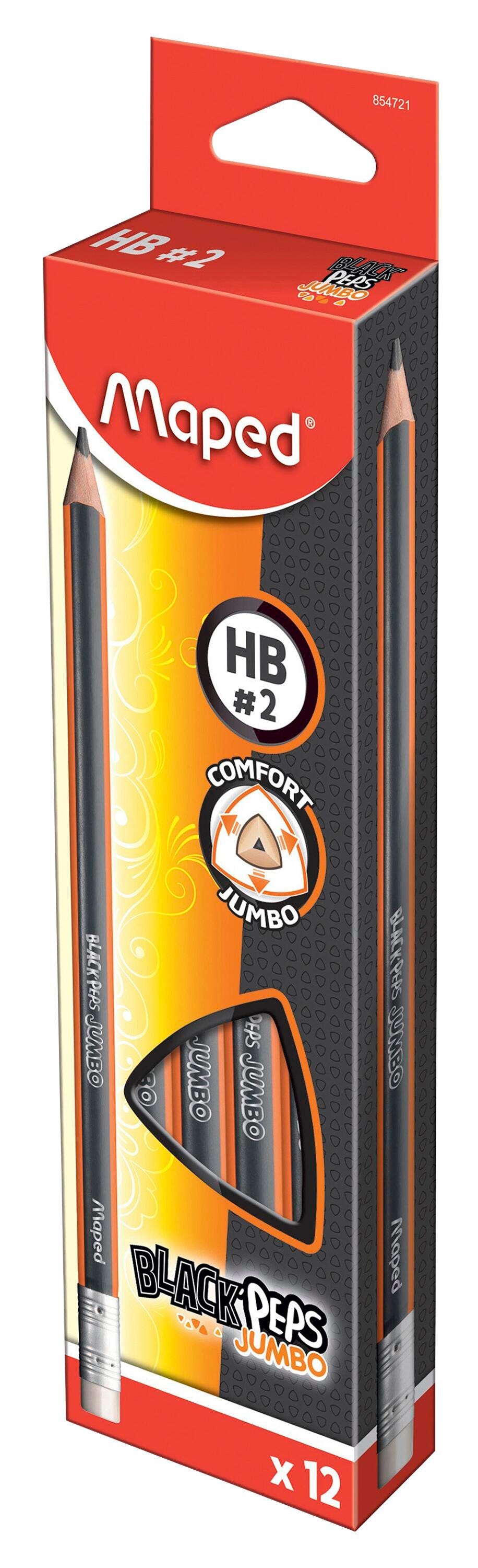 PENCIL MAPED JUMBO BLACK PEPS NO.2 PACK OF 12
