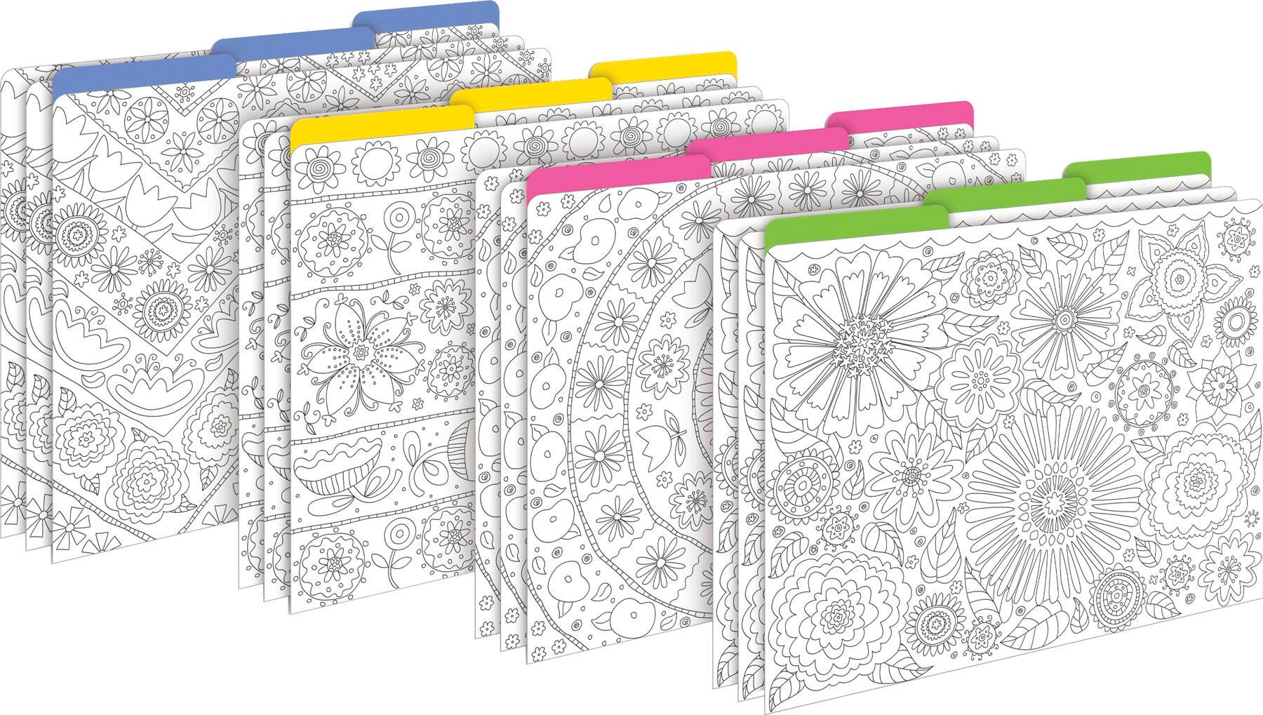 FILE FOLDERS LETTER COLOR ME GARDEN SET OF 12