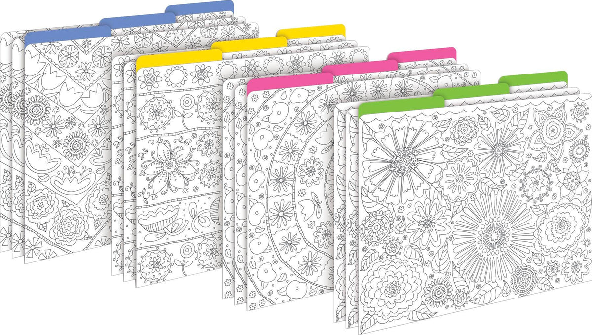 FILE FOLDERS LETTER COLOR ME GARDEN SET OF 12