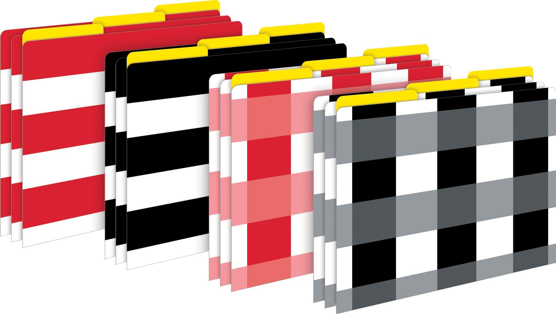FILE FOLDERS LETTER BUFFALO PLAID/STRIPES SET OF 12