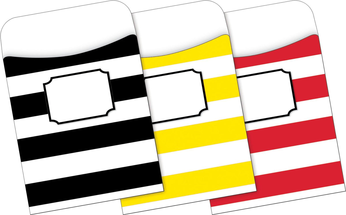 LIBRARY POCKETS WIDE STRIPES 3.5X5.125 IN SET OF 30