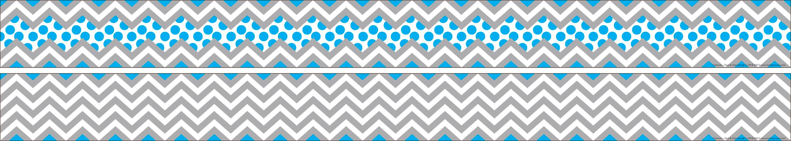 CHEVRON GRAY AND BLUE DOUBLE SIDED BORDER SET