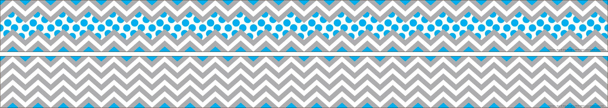CHEVRON GRAY AND BLUE DOUBLE SIDED BORDER SET